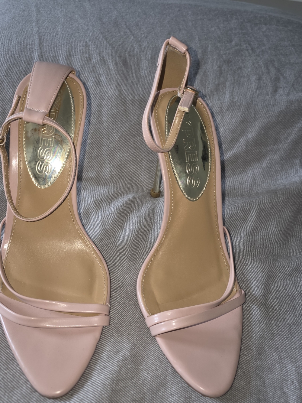 Express Women's Pink Patent Leather Ankle-Strap Heels